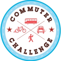 Commuter Challenge bus, carpool, walk and bicycle icons plus two stars