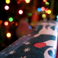 A Christmas gift ready to be opened.