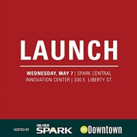 A red graphic that says "LAUNCH" with the AA SPARK and getDowntown logo below
